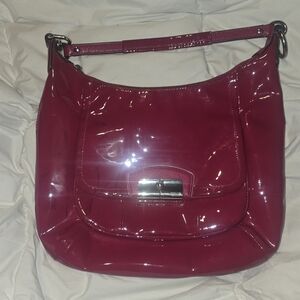 Patent Leather Shoulder Bag - Pink With Color Transfer